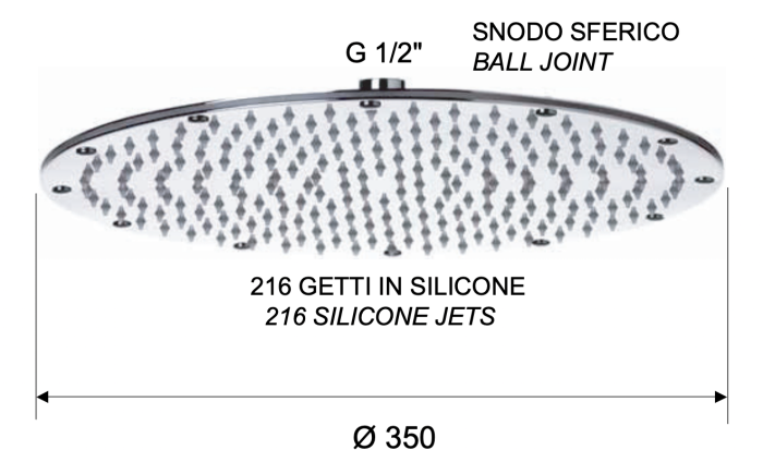 Верхний душ с шарнирным соединением 35 см никель матовый, Remer, 359MMXLNPO