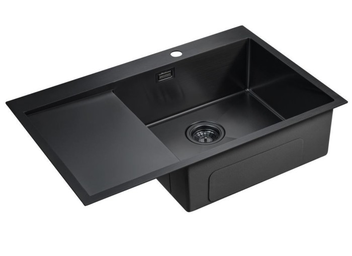 Мойка для кухни нержавеющая 780х510мм Paulmark ELDE, вороненая сталь, правая - PM807851-GMR
