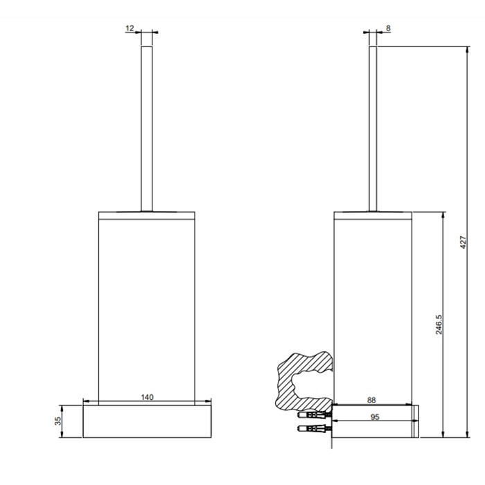 Ершик для унитаза подвесной, Gessi Rettangolo, gold ccp/белый арт. 20819#080
