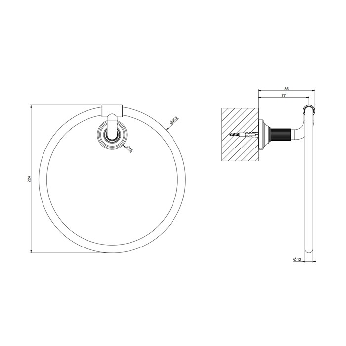 Полотенцедержатель-кольцо, Gessi Venti20, brass pvd арт. 65509#710
