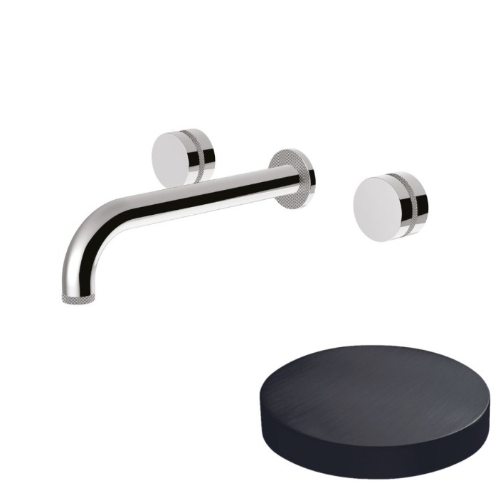 Встраиваемый смеситель на раковину, двухрычажный, излив 20 см, Giulini My ring deluxe, ганметал арт. MR0123DLCRNS