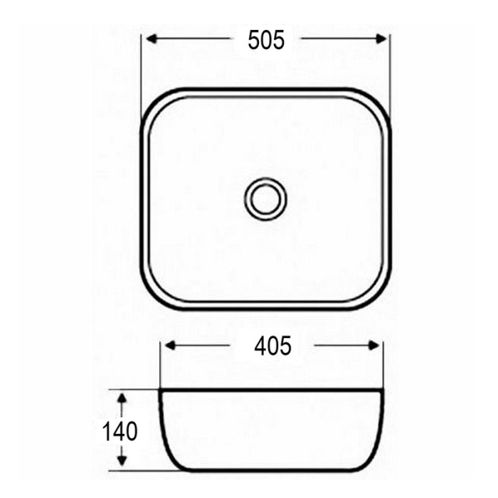 Раковина накладная 505х405х140 белая, Azario - AZ-2143 SP