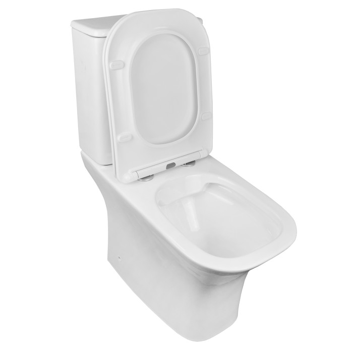 Унитаз-компакт 650х340х790, безободковый с бачком и сиденьем микролифт, сливной арматурой Geberit, Azario FRETTA SQUARE арт. AZ-5121-G