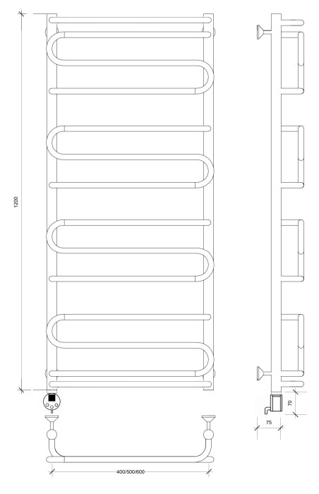 Полотенцесушитель электрический 120x40 Валенсия 2 Secado арт. 4673739233122