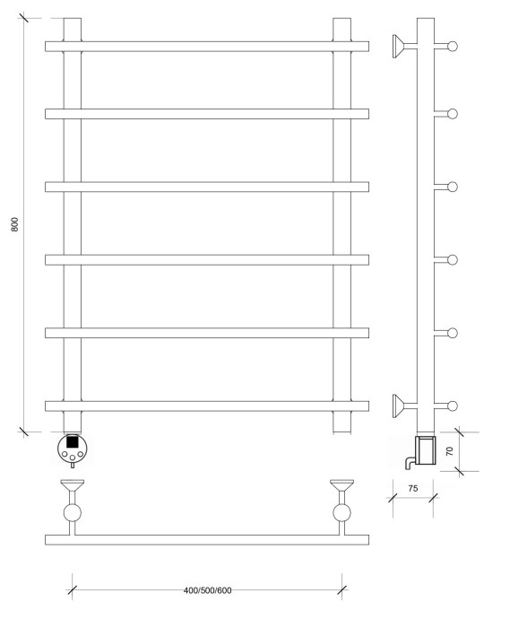Полотенцесушитель электрический 80x50 Турин 1 Secado арт. 4673739243824