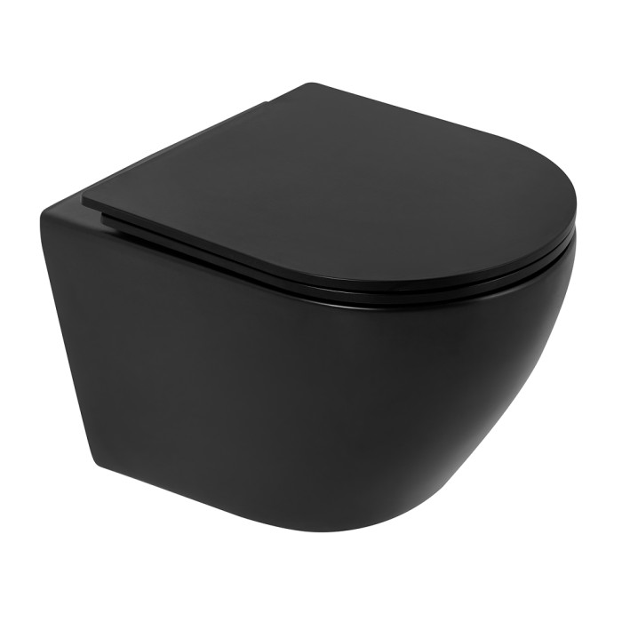 Подвесной унитаз, безободковый, BelBagno, черный матовый, COLORATO арт. BB062CHR-MB/BB062SC-MB