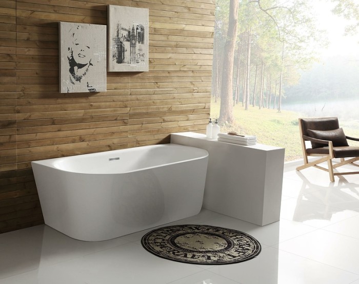 Акриловая ванна 170x80, пристенная, полукруглая, BelBagno, белая арт. BB108-170-80