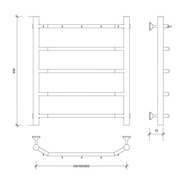 Полотенцесушитель водяной 60x40 Агата 1 К (хром) Secado арт. 4603777443986