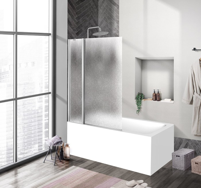 Душевая шторка на ванну 100x150 BelBagno, глянцевый хром, Uno арт. UNO-V-11-100/150-CH-CR