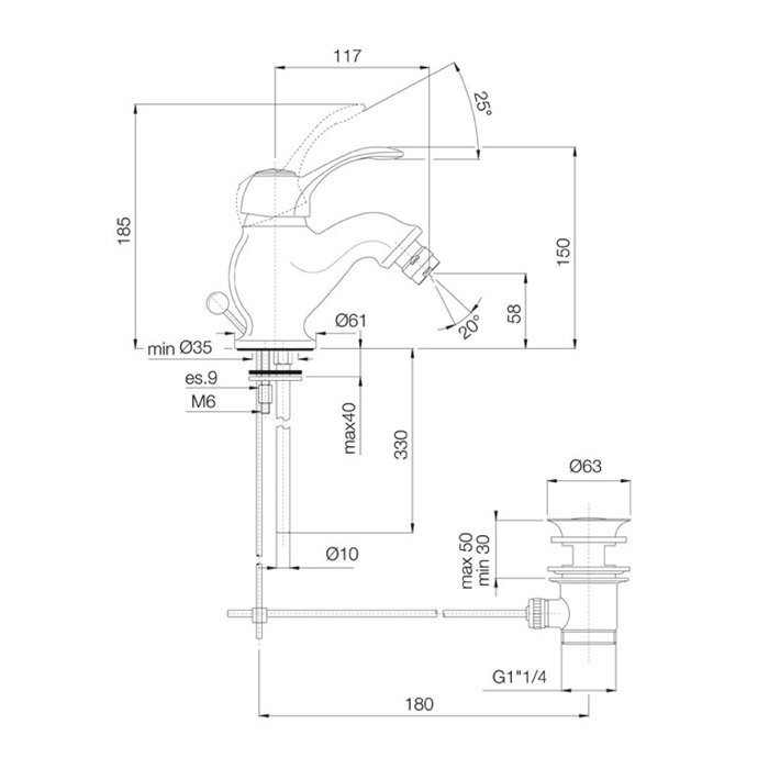 Fima Carlo Frattini Смеситель для биде, Lamp, F3302CR цвет: хром