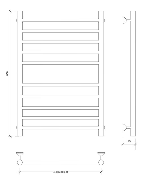 Полотенцесушитель водяной 80x50 Триада 4 (хром) Secado арт. 4603759403922
