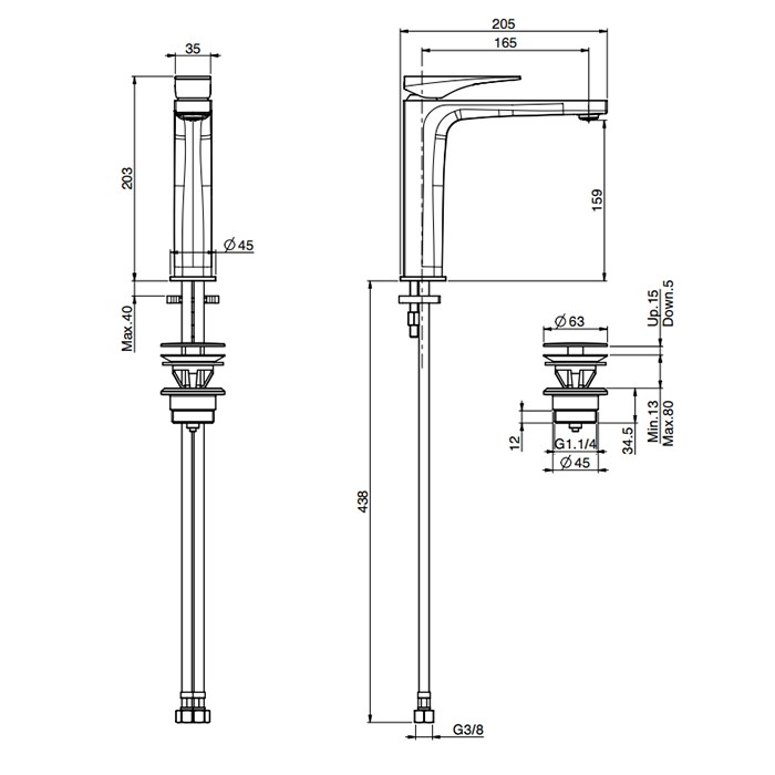Fima Carlo Frattini Смеситель для раковины, на 1 отв., высокий, Zeta, F3961LNNS.1 цвет: хром