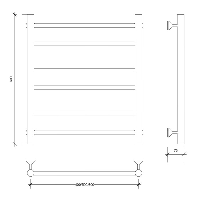 Полотенцесушитель водяной 60x50 Триада 2 (черный) Secado арт. 4673739228937