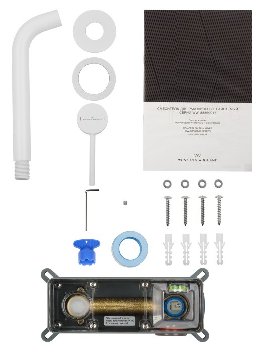 Смеситель для раковины встраиваемый, Wonzon & Woghand Stick, WW-88869017-MW цвет: белый