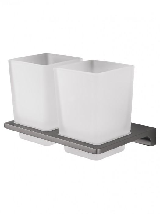 Два стакана для зубных щеток с держателем, Wonzon &amp; Woghand Eclipse, WW-9128-GM цвет: графит