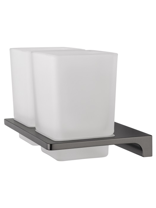 Два стакана для зубных щеток с держателем, Wonzon & Woghand Eclipse, WW-9128-GM цвет: графит