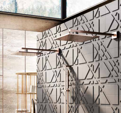 Верхний душ Gessi Rettangolo 30х30см с кронштейном, цвет розовое золото pvd арт. 15185030