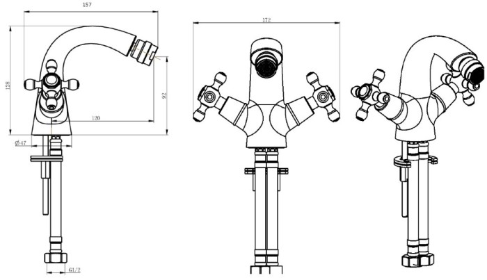 Смеситель для биде, хром, Flora Boheme 276-FL