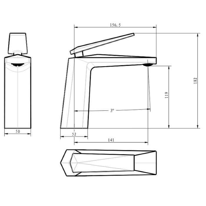 Смеситель для раковины, черный, Venturo Boheme 381-B