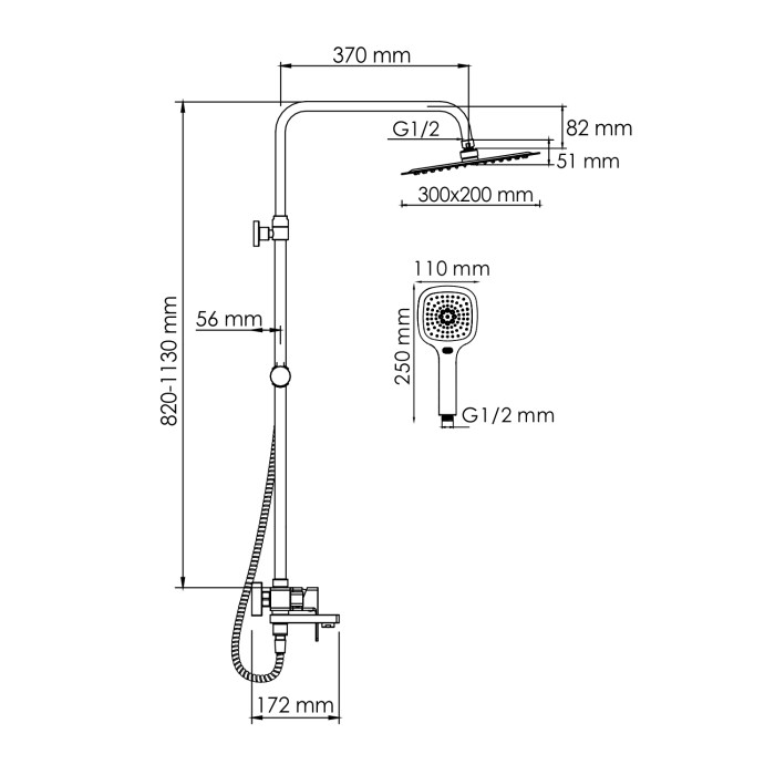 Душевая система со смесителем WasserKRAFT арт. A177.069.065.010.CH