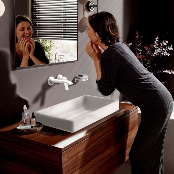 Смеситель для раковины скрытого монтажа, настенный, Hansgrohe Vivenis, белый арт. 75050700