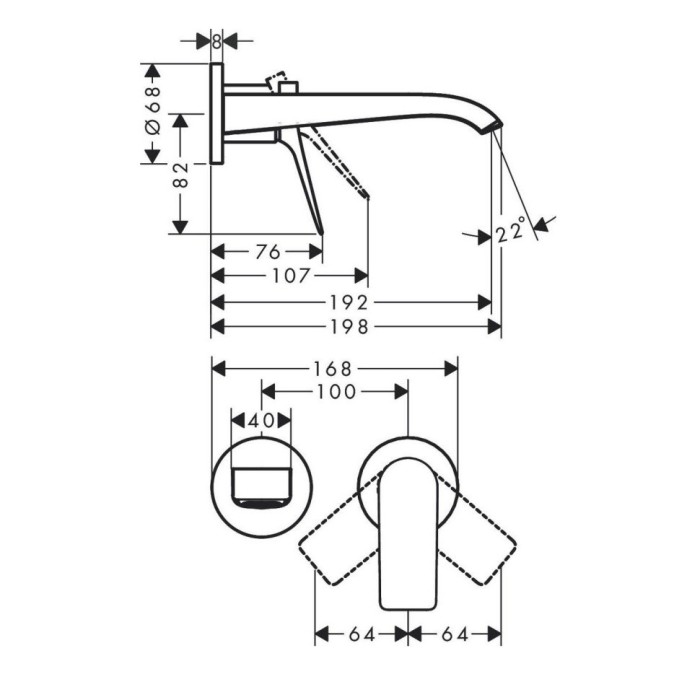 Смеситель для раковины скрытого монтажа, настенный, Hansgrohe Vivenis, белый арт. 75050700
