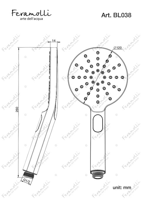 Ручной душ 3 режима, черный, Tropicale Feramolli - BL038