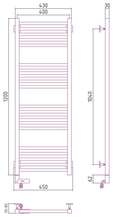 Сунержа Электрический полотенцесушитель 1000x500, Модус 2.0, 00-5600-1240 цвет: без покрытия