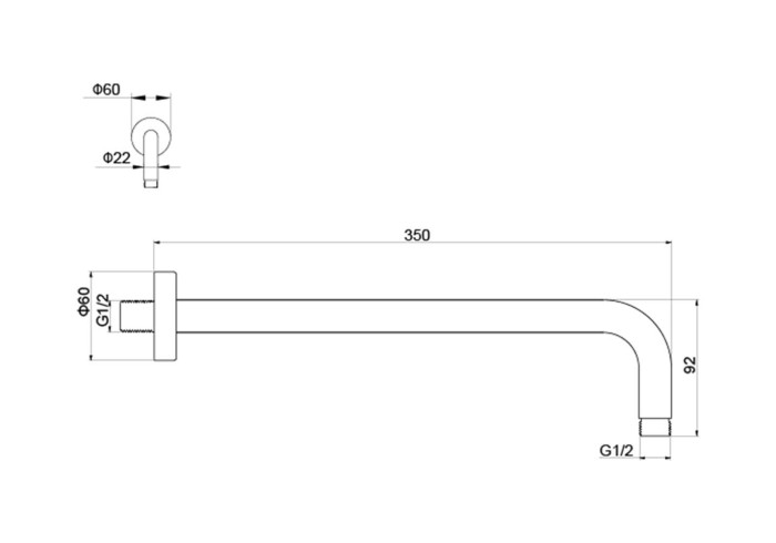 Держатель верхнего душа настенный 350 мм, Aquatek, хром арт. AQ2174CR
