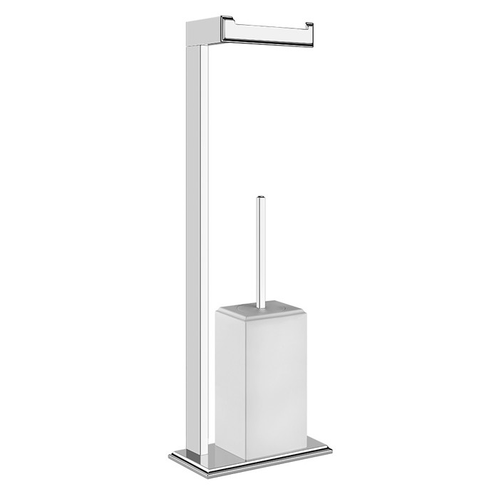Напольная стойка с держателем для туалетной бумаги и ершиком, Gessi Eleganza, хром/белый арт. 46553#031