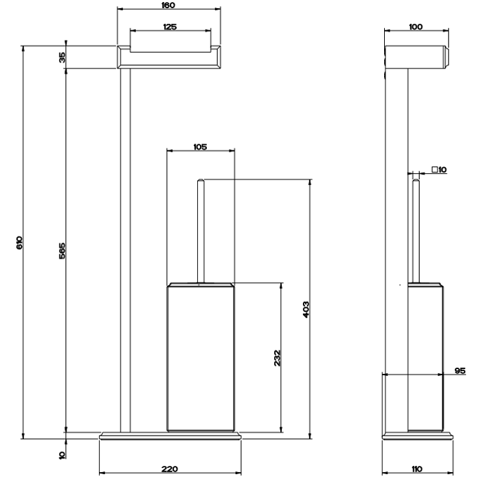 Напольная стойка с держателем для туалетной бумаги и ершиком, Gessi Eleganza, хром/белый арт. 46553#031