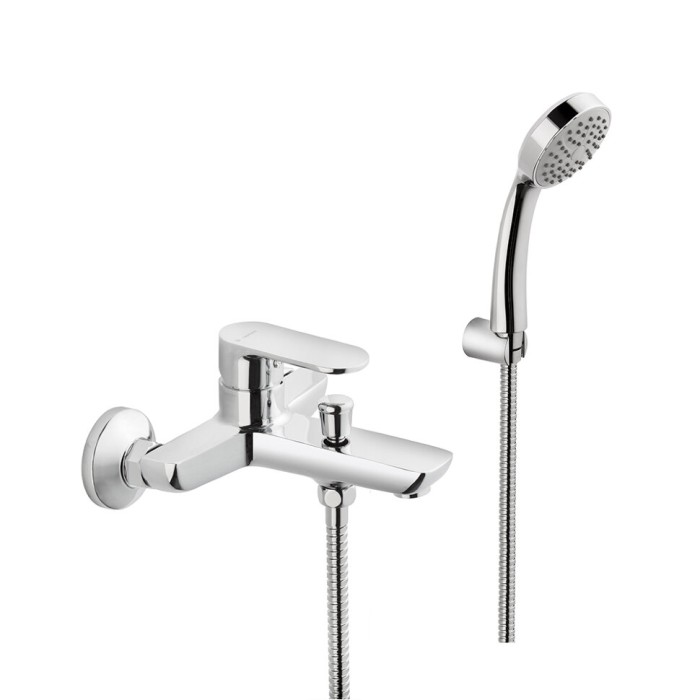 Настенный смеситель для ванны с держателем душевой лейки, MUSE Kerama Marazzi, хром - 69340CKM.21.018