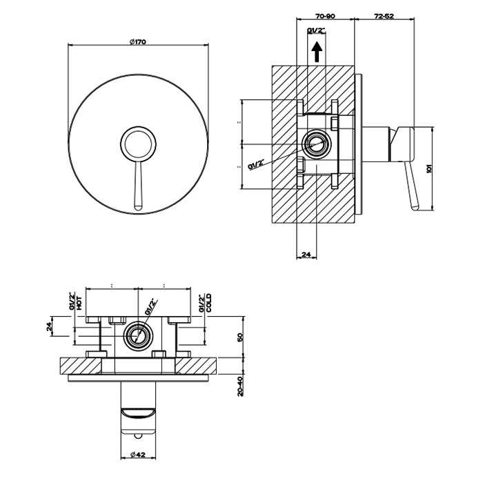 Встраиваемый однорычажный смеситель, Gessi Goccia, белый арт. 44676#279