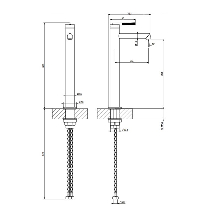 Смеситель для раковины высокий с коротким изливом. Без донного клапана, Gessi Ingranaggio, brushed brass pvd арт. 63504#727