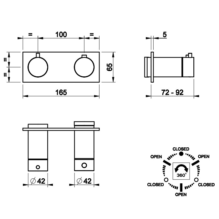 Встраиваемый термостат для душа, с 3мя независимыми выходами, Gessi Ingranaggio, хром арт. 63336#031