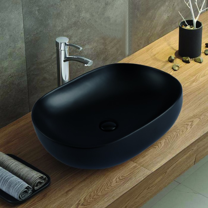 Раковина накладная 600х415х135 чёрный, Azario - AZ-78326MB