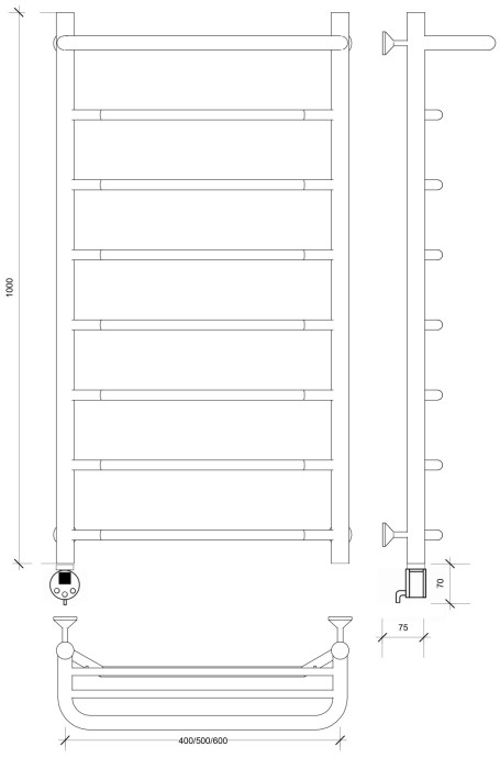 Полотенцесушитель электрический 100x40 Агата 1 СП Secado арт. 4673739231173