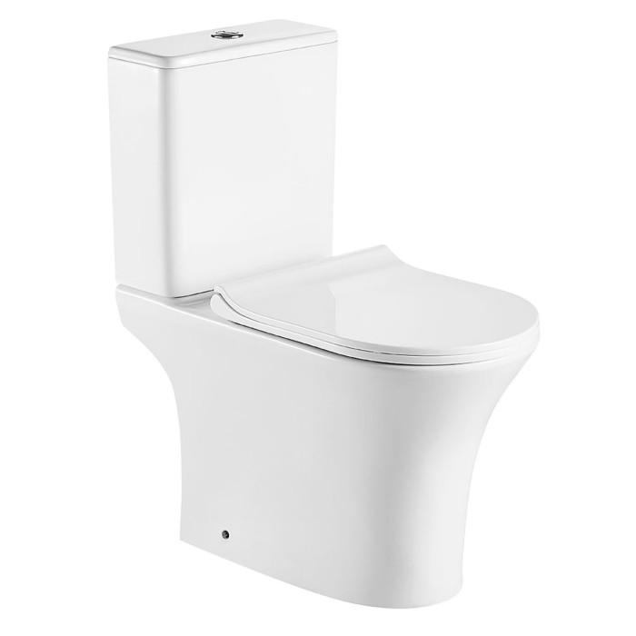 Унитаз-компакт 650x340x770 напольный, безободковый, в комплекте с бачком и сиденьем микролифт, сливная арматура Geberit, Azario FRETTA ROUND арт. AZ-7121-G