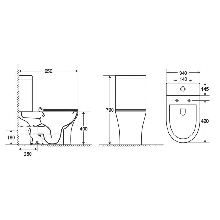Унитаз-компакт 650x340x770 напольный, безободковый, в комплекте с бачком и сиденьем микролифт, сливная арматура Geberit, Azario FRETTA ROUND арт. AZ-7121-G