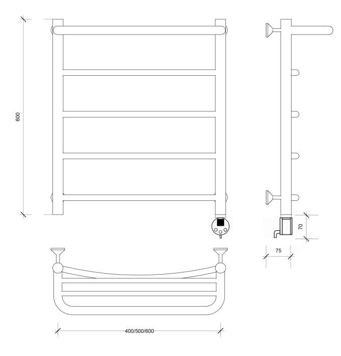 Полотенцесушитель электрический 60x50 Милан 1 СП Secado арт. 4673739237687