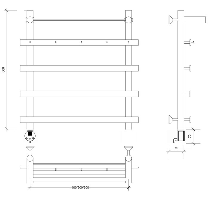 Полотенцесушитель электрический 60x70 Понтида 1 КСП Secado арт. 4673739239858