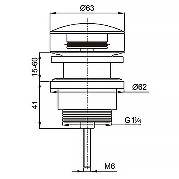 Донный клапан для раковины, CLIC-CLAC, 1 1/4, латунь, хром Azario, Basic - AZ-105-CHR