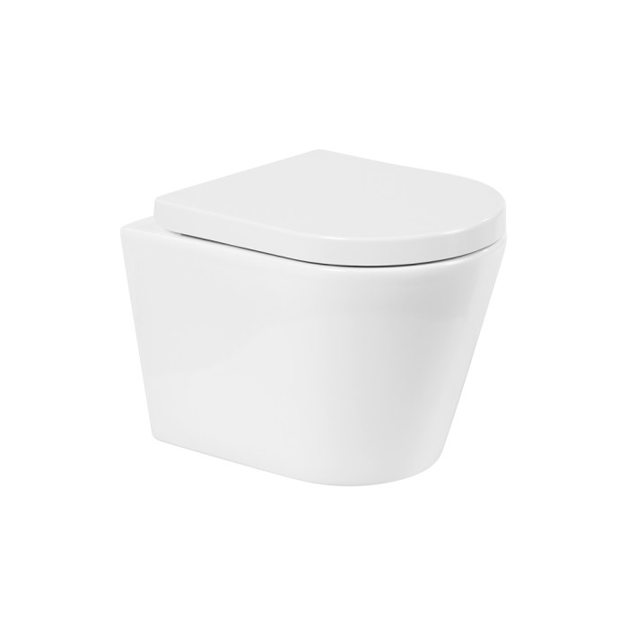 Подвесной унитаз, безободковый, BelBagno, белый глянцевый, FLAY-R арт. BB053CHR/BB865SC