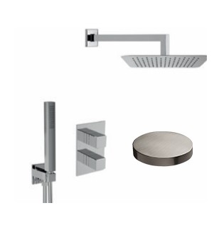 Внешняя часть встроенного термостатического смесителя для душа с поворотным переключателем, душевой набор, настенный кронштейн, душевая лейка из нержавеющей стали 250x250, Giulini Termostatici, никель матовый арт. 8270/67EPNKO