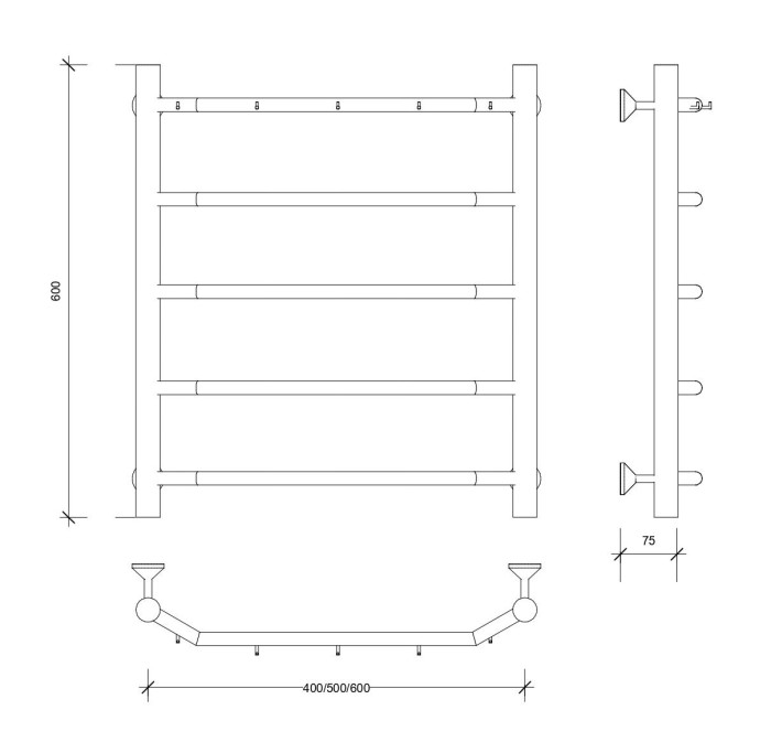 Полотенцесушитель водяной 60x50 Агата 1 К (хром) Secado арт. 4603759405148
