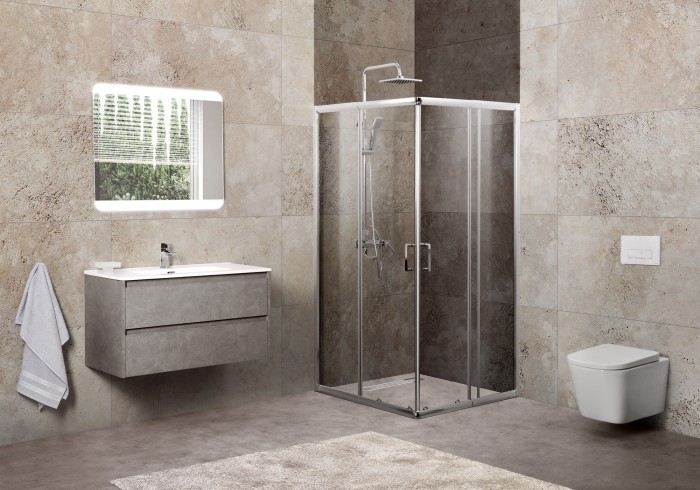 Душевой уголок 85x190 BelBagno, глянцевый хром, Unique арт. UNIQUE-A-2-85/100-C-Cr
