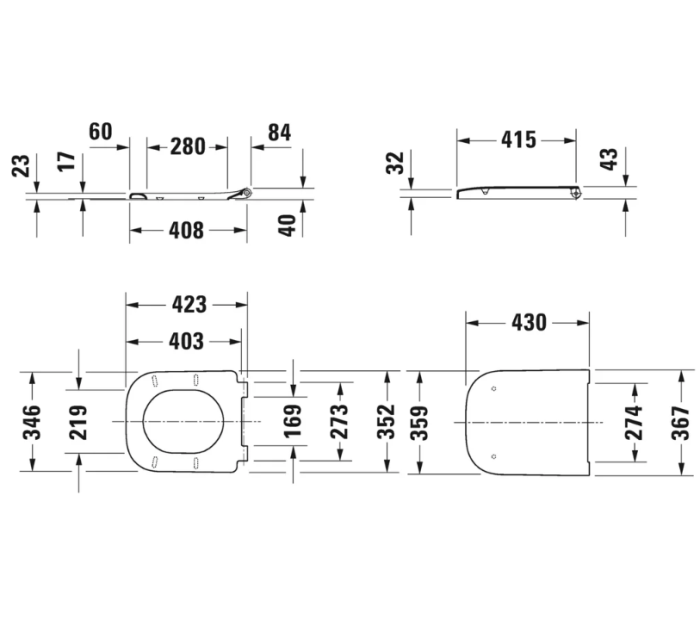 Унитаз подвесной Duravit Happy D.2 антрацит матовый арт. 2222098900