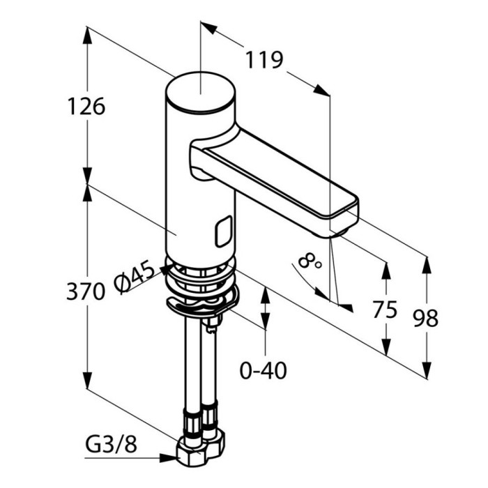 Электронный смеситель для раковины, предв. Установка температуры, 230 v, zenta sl Kludi, хром - 3820205