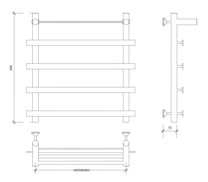 Полотенцесушитель водяной 60x40x50 Понтида 1 СП (хром) Secado арт. 4603777447489