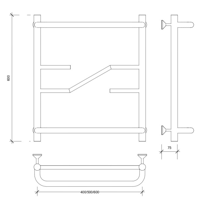 Полотенцесушитель водяной 60x50 Риволи СП (хром) Secado арт. 4603777448226